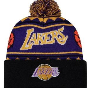 Los Angeles Lakers Mitchell & Ness Hardwood Classics Team Isle Pom Knit Hat